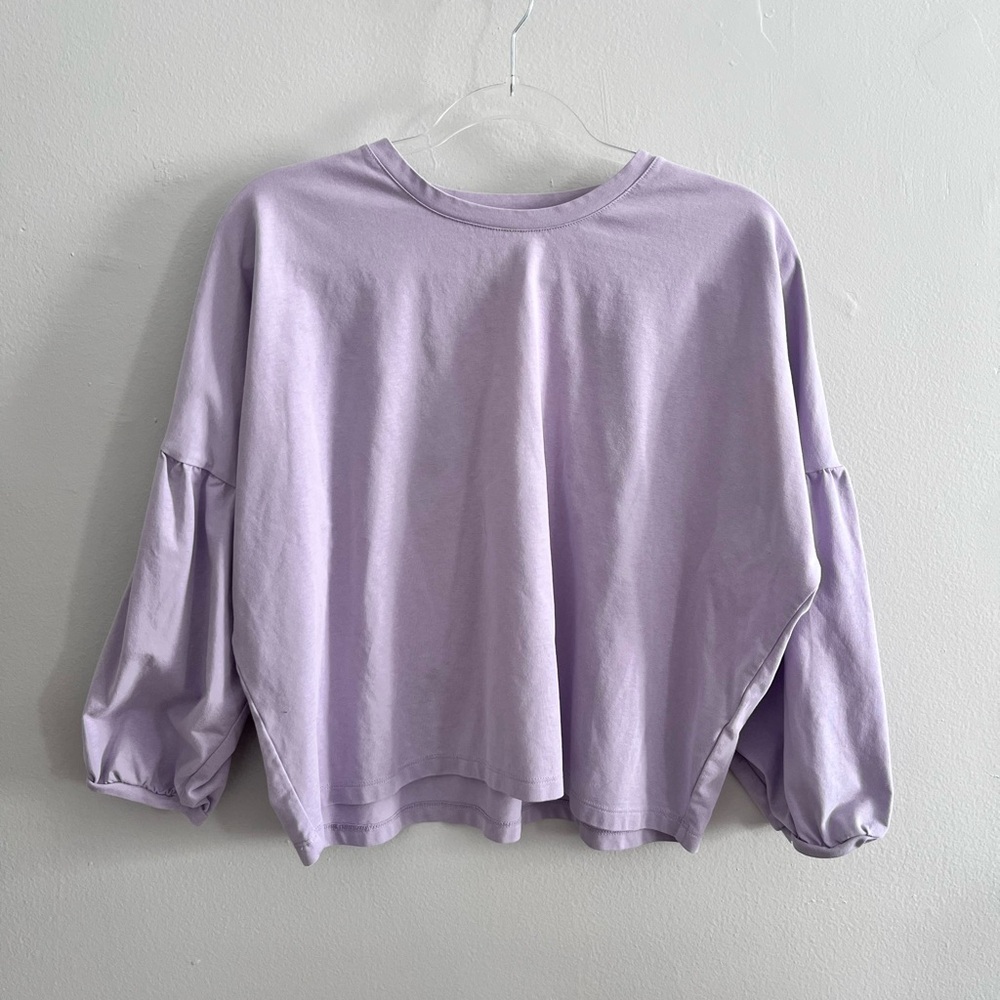 MADEWELL Lilac Cotton Blend Puff Sleeve T-Shirt